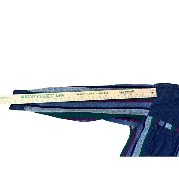 Vintage 90s Huntington Ridge Denim Shirt Womens M 1993 Striped Button Up - Picture 10 of 13